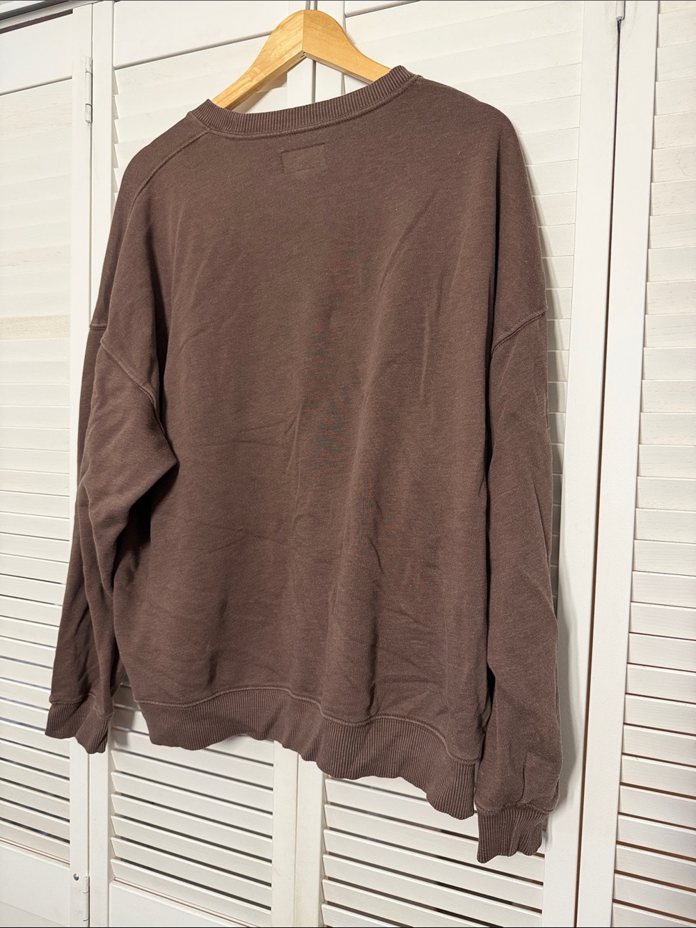 American Eagle Outfitters Brown Crewneck Sweatshirt with Cream Ghost Graphic - Picture 2 of 3